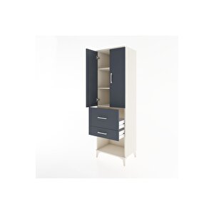 Hyperion Dolap 3 Raflı 2 Çekmeceli 2 Kapaklı 60x44x195 Aytaşı-antrasit