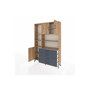 Arges Dolap 8 Raflı 4 Çekmeceli 3 Kapaklı 132x30x195 Çam-çam/antrasit