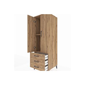 Kronos Dolap 2 Raflı 3 Çekmeceli 2 Kapaklı 60x59x182 Çam-çam