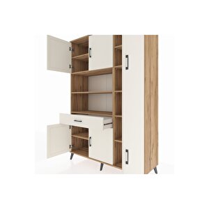 Hyperion Gardrop 10 Raflı Tek Çekmeceli 6 Kapaklı 132x44x195 Çam-aytaşı