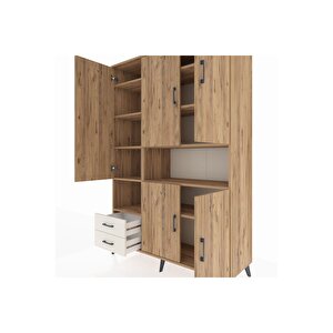 Hyperion Dolap 10 Raflı 2 Çekmeceli 5 Kapaklı 132x44x195 Çam-çam/aytaşı