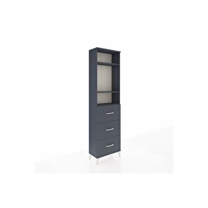 Arges Dolap 3 Raflı 3 Çekmeceli 60x30x221 Antrasit-antrasit