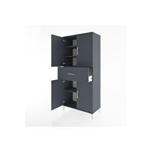 Hyperion Dolap 4 Raflı Tek Çekmeceli 4 Kapaklı 88x44x195 Antrasit-antrasit