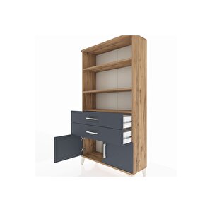 Arges Dolap 3 Raflı 2 Çekmeceli 2 Kapaklı 88x30x163 Çam-antrasit