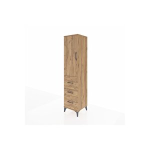 Hyperion Dolap 3 Raflı 3 Çekmeceli Tek Kapaklı 44x44x195 Çam-çam