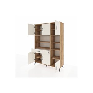 Hyperion Gardrop 10 Raflı Tek Çekmeceli 6 Kapaklı 132x44x195 Çam-aytaşı