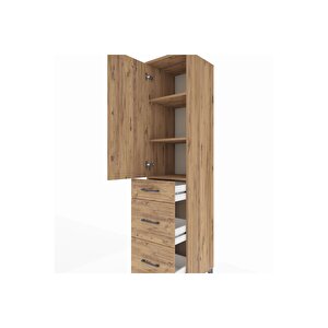 Hyperion Dolap 3 Raflı 3 Çekmeceli Tek Kapaklı 44x44x195 Çam-çam