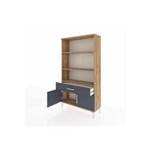 Arges Dolap 3 Raflı Tek Çekmeceli 2 Kapaklı 88x30x163 Çam-antrasit