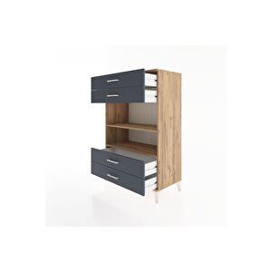 Hyperion Dolap 2 Raflı 4 Çekmeceli 88x44x134 Çam-antrasit