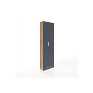 Arges Dolap 3 Raflı Tek Çekmeceli Tek Askılı 60x30x221 Çam-antrasit