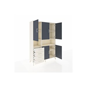 Hyperion Dolap 7 Raflı 4 Çekmeceli 5 Kapaklı 132x44x195 Aytaşı-antrasit/aytaşı