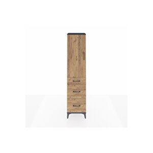 Hyperion Dolap 3 Raflı 3 Çekmeceli Tek Kapaklı 44x44x195 Antrasit-çam