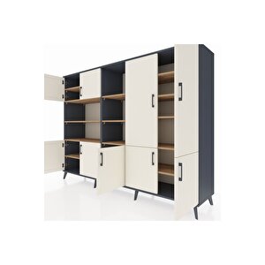 Hyperion Dolap 14 Raflı 9 Kapaklı 220x44x163 Antrasit-aytaşı/çam