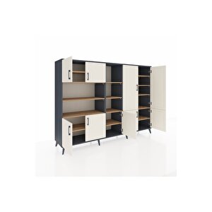 Hyperion Dolap 14 Raflı 9 Kapaklı 220x44x163 Antrasit-aytaşı/çam