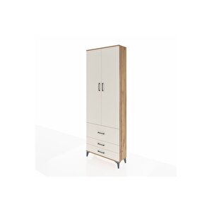 Arges Dolap Tek Raflı 3 Çekmeceli Tek Askılı 88x30x243 Çam-aytaşı