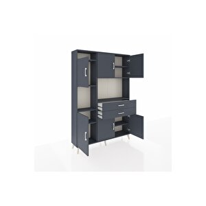 Arges Gardrop 8 Raflı 2 Çekmeceli 6 Kapaklı 132x30x195 Antrasit-antrasit