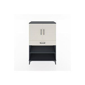 Hyperion Dolap 3 Raflı Tek Çekmeceli 2 Kapaklı 88x44x134 Antrasit-aytaşı