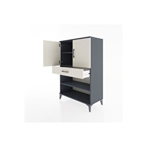 Hyperion Dolap 3 Raflı Tek Çekmeceli 2 Kapaklı 88x44x134 Antrasit-aytaşı