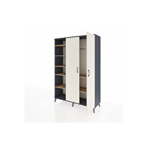 Hyperion Dolap 7 Raflı 2 Kapaklı Tek Askılı 132x44x195 Antrasit-aytaşı/çam