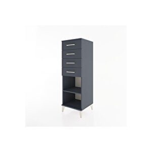 Hyperion Dolap Tek Raflı 4 Çekmeceli 44x44x134 Antrasit-antrasit