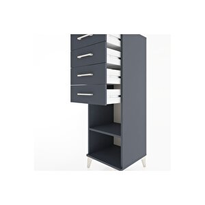 Hyperion Dolap Tek Raflı 4 Çekmeceli 44x44x134 Antrasit-antrasit