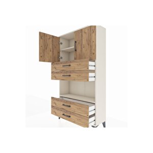 Arges Dolap 3 Raflı 4 Çekmeceli 2 Kapaklı 88x30x163 Aytaşı-çam