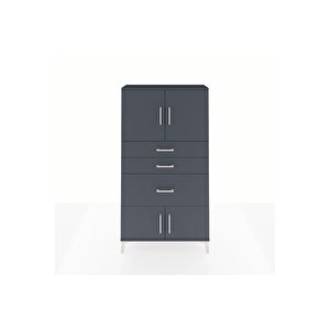 Arges Dolap 2 Raflı 3 Çekmeceli 4 Kapaklı 88x30x163 Antrasit-antrasit