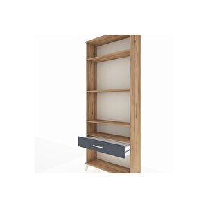 Arges Dolap 4 Raflı Tek Çekmeceli 88x30x221 Çam-antrasit