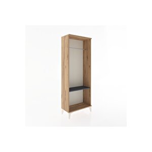 Arges Dolap Tek Raflı Kapaklı Tek Askılı 60x30x163 Çam-antrasit
