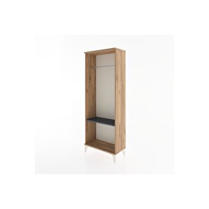 Arges Dolap Tek Raflı Kapaklı Tek Askılı 60x30x163 Çam-antrasit