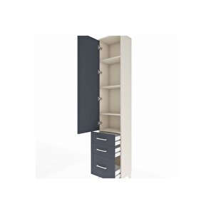 Arges Dolap 4 Raflı 3 Çekmeceli Tek Kapaklı 44x30x221 Aytaşı-antrasit