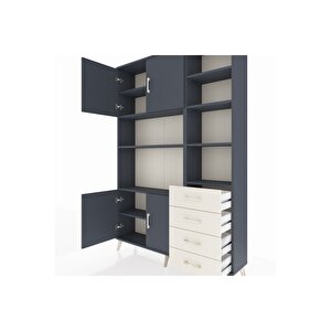 Arges Dolap 9 Raflı 4 Çekmeceli 4 Kapaklı 132x30x195 Antrasit-antrasit/aytaşı