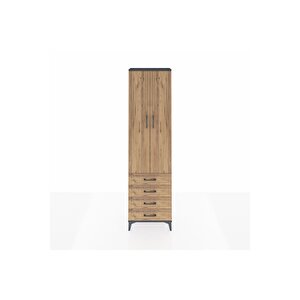 Arges Dolap 4 Raflı 4 Çekmeceli 2 Kapaklı 60x30x221 Antrasit-çam