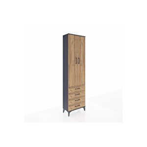 Arges Dolap 4 Raflı 4 Çekmeceli 2 Kapaklı 60x30x221 Antrasit-çam