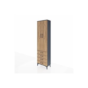 Arges Dolap 4 Raflı 4 Çekmeceli 2 Kapaklı 60x30x221 Antrasit-çam