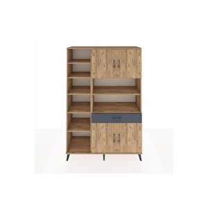 Hyperion Dolap 10 Raflı Tek Çekmeceli 4 Kapaklı 132x44x195 Çam-çam/antrasit