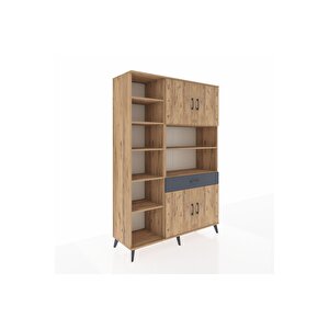 Hyperion Dolap 10 Raflı Tek Çekmeceli 4 Kapaklı 132x44x195 Çam-çam/antrasit