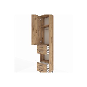 Arges Dolap 3 Raflı 4 Çekmeceli Tek Askılı 44x30x221 Çam-çam