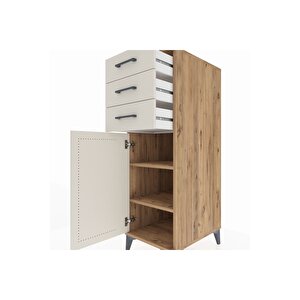 Kronos Dolap 2 Raflı 3 Çekmeceli Tek Kapaklı 44x59x134 Çam-aytaşı
