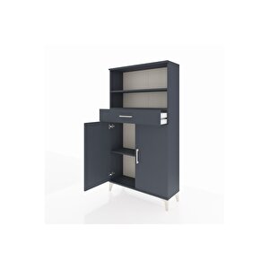 Arges Dolap 3 Raflı Tek Çekmeceli 2 Kapaklı 88x30x163 Antrasit-antrasit