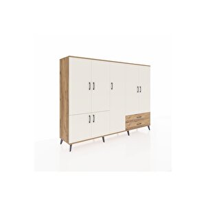 Hyperion Dolap 12 Raflı 2 Çekmeceli 7 Kapaklı 220x44x163 Çam-aytaşı/çam