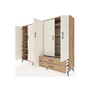 Hyperion Dolap 12 Raflı 2 Çekmeceli 7 Kapaklı 220x44x163 Çam-aytaşı/çam