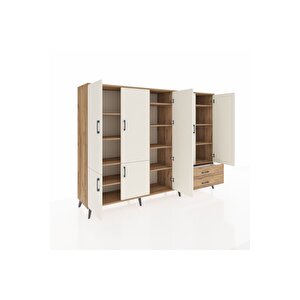 Hyperion Dolap 12 Raflı 2 Çekmeceli 7 Kapaklı 220x44x163 Çam-aytaşı/çam