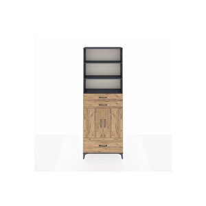 Arges Dolap 5 Raflı 3 Çekmeceli 2 Kapaklı 88x30x243 Antrasit-çam