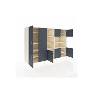 Kronos Dolap 14 Raflı 9 Kapaklı 220x59x163 Aytaşı-antrasit/aytaşı