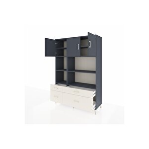 Hyperion Dolap 8 Raflı 4 Çekmeceli 3 Kapaklı 132x44x195 Antrasit-antrasit/aytaşı