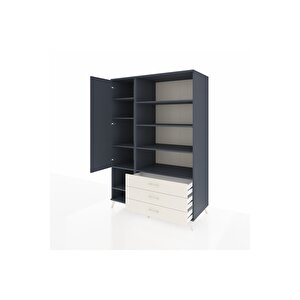 Kronos Dolap 9 Raflı 3 Çekmeceli Tek Kapaklı  132x59x195 Antrasit-antrasit/aytaşı