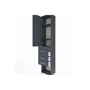 Arges Dolap 3 Raflı 3 Çekmeceli Tek Kapaklı 44x30x221 Antrasit-antrasit