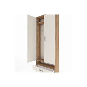 Arges Dolap 2 Raflı Tek Çekmeceli Tek Askılı 88x30x221 Çam-aytaşı