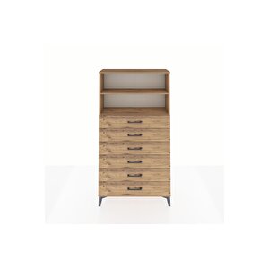 Arges Dolap 2 Raflı 6 Çekmeceli 88x30x163 Çam-çam